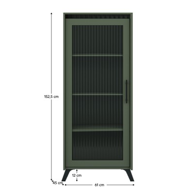 Vitrină, verde smoke/negru, LONGY REG1W